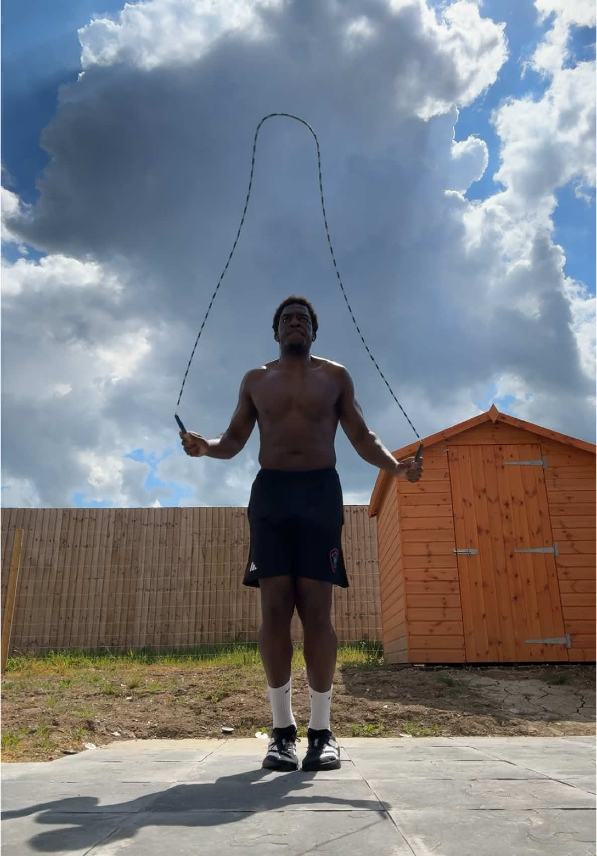 The skipping rope is flogging me 