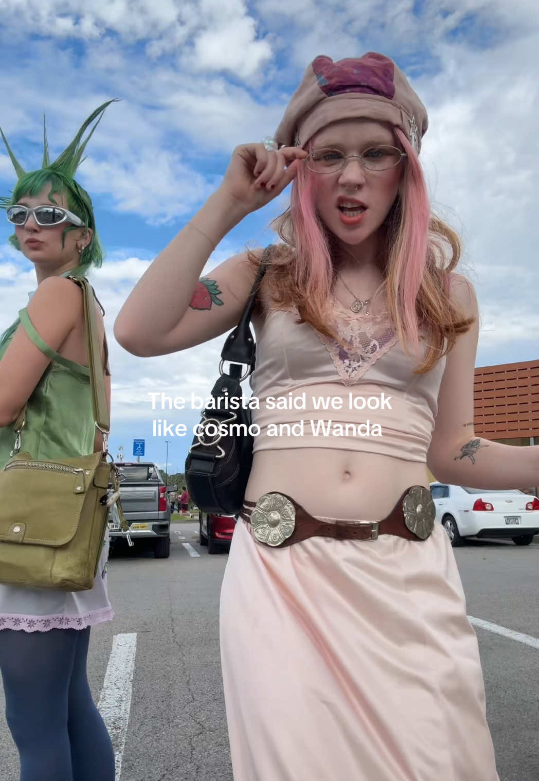 The bestest friend duo is BACK #fyp #OOTD #fashion #eclectic #cosmoandwanda @lily🌛🍓  