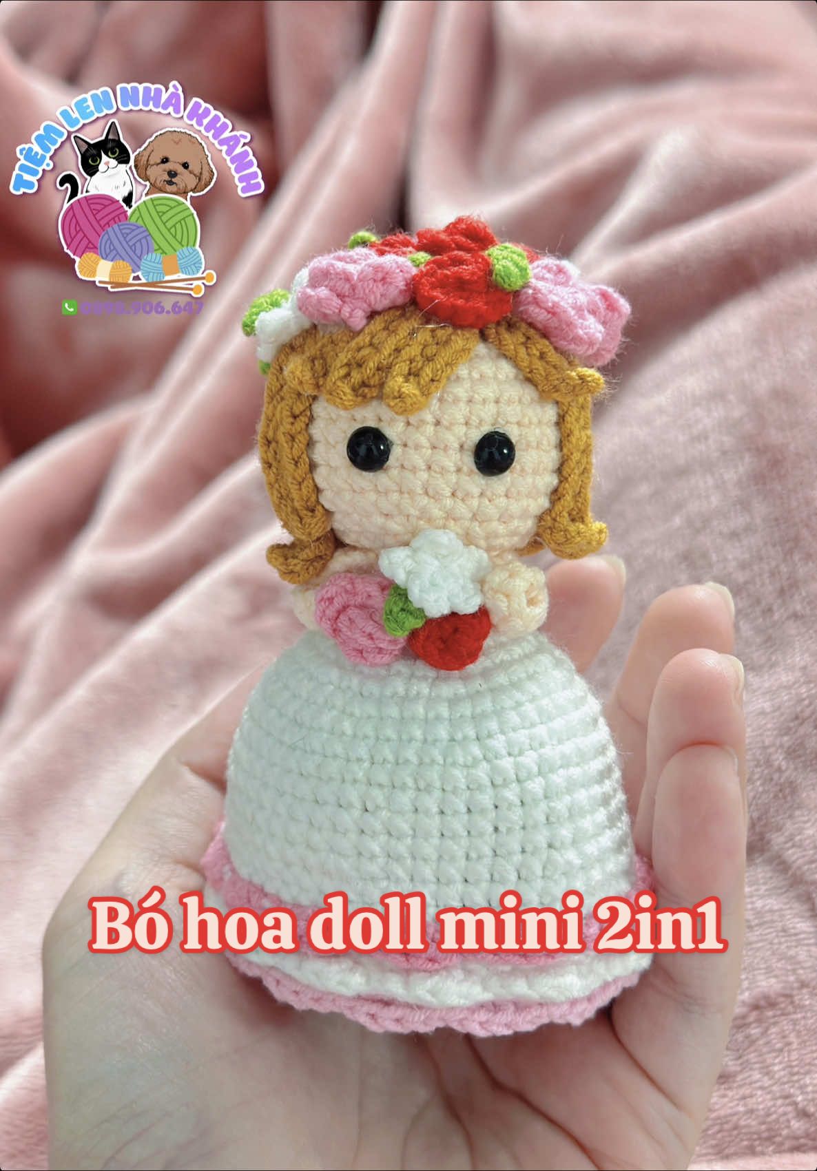 Bó hoa mini #crochet #móclen #hoalenhandmade #cute 