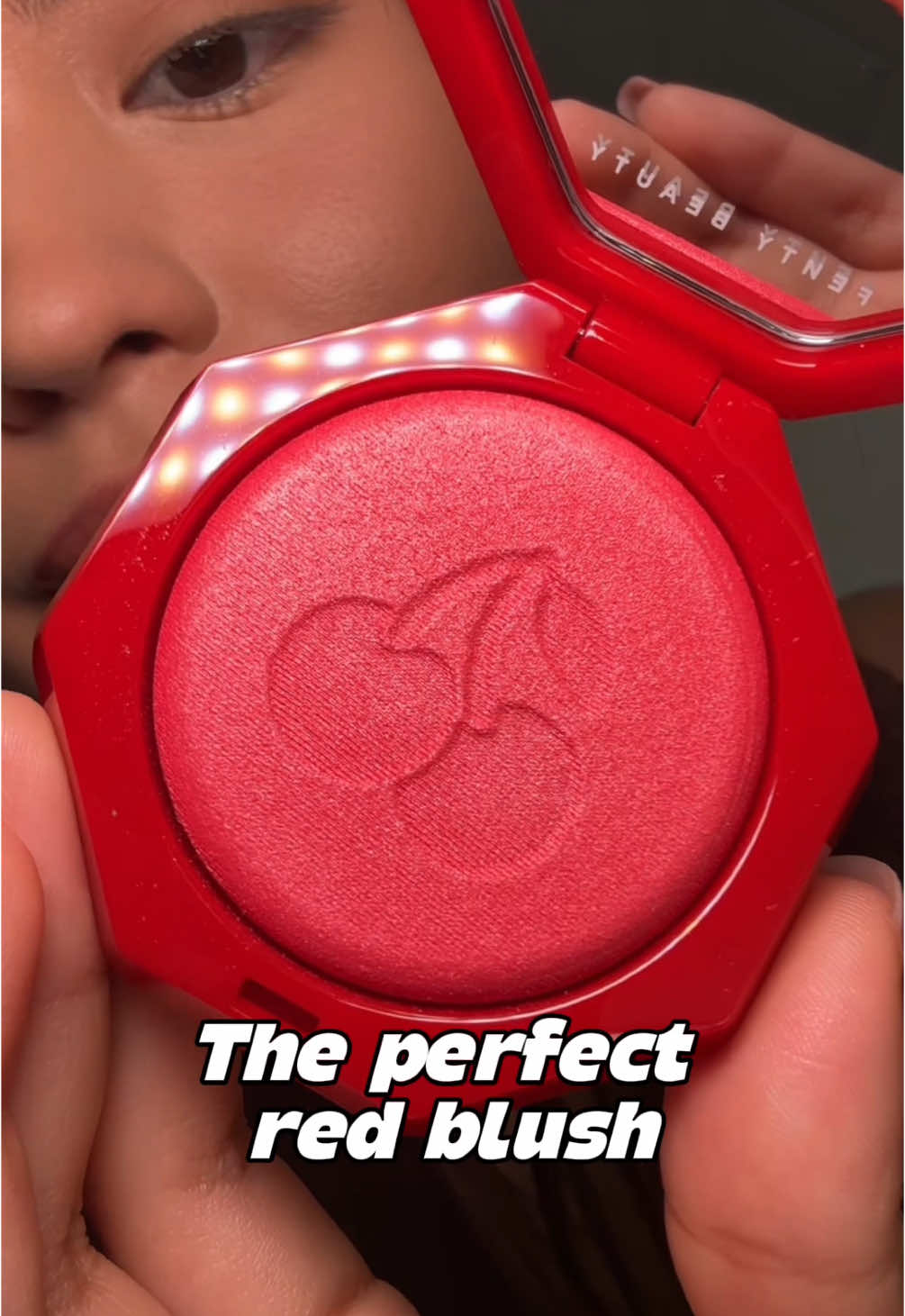 @Fenty Beauty Hot Cheeks Velour Blushlighter in Cherry Pied is such a beautiful bright red blush😍 i’m obsessed. #makeup #blush #beauty #fenty #bestblush #redblush #makeuptutorial #makeuphack #bestmakeup 