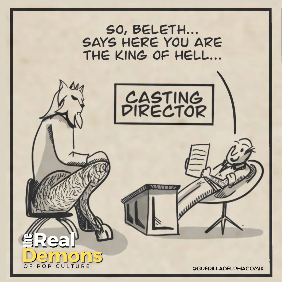 Meet Beleth — 85 legions of demons at his command, but can’t book a single audition. In the debut of The Real Demons of Pop Culture, our infernal friend tries to break into the biz… but casting directors aren’t impressed by math skills from the post-Flood era. Because in Hollywood, it’s not what ancient grimoire you’re in — it’s who you know. #TheRealDemonsOfPopCulture #Beleth #HollywoodHell #ComicDebut #GoeticGrind #ArsGoetia #DemonAuditions #Webcomic