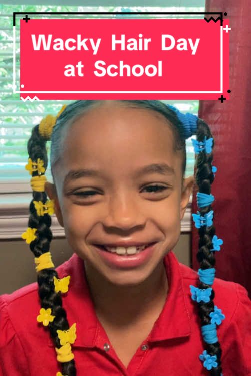 #wackyhairdayatschool for #kennedymae and this was the best #wackyhair idea I could come up with that didn’t include hair dye. Was this #wacky enough. 