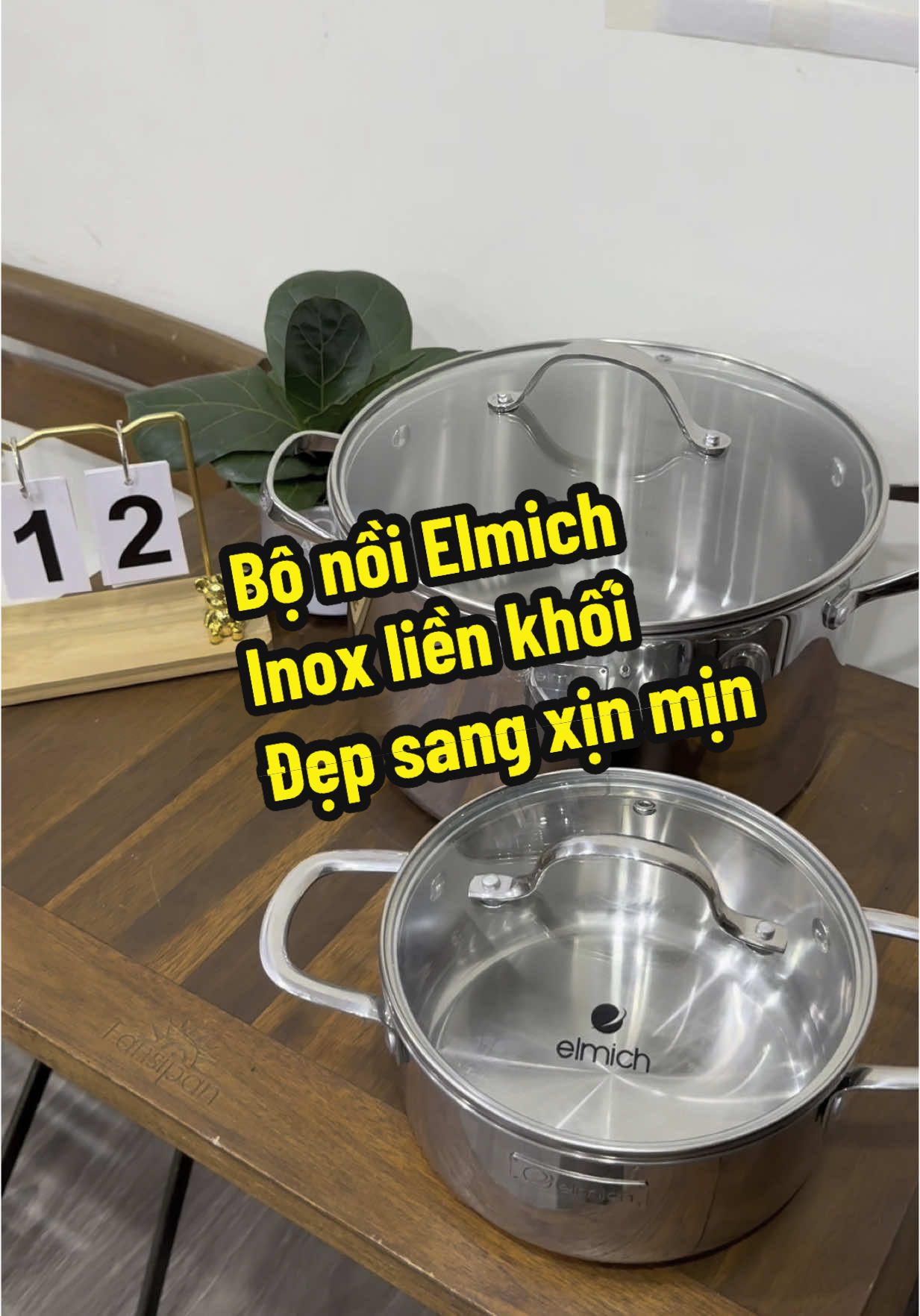 Bộ nồi inox liền khối đẹp bóng sáng , bền , sang trọng #xh #elmich #giadung #bonoi #bonoielmich #bonoiinoxlienkhoi 