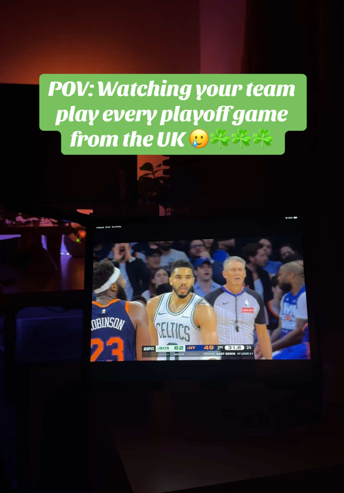 Shoutout the NBA App cause these streams are perf 😭😮‍💨🙏 Celtics in 6 🙏🤍☘️ #boston #bostonceltics #celtics #NBA #basketball #jaysontatum #jaylenbrown #playoffs #knicks #nbachampion 
