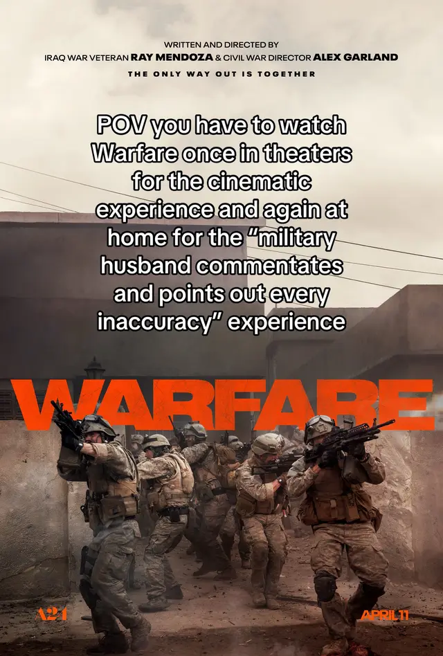 still enjoyed it with the peanut gallery #warfare #alexgarland #warmovie #milsolife #armywifelife 