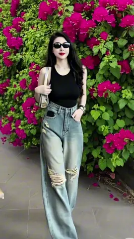 Quần jean ống suông hack dáng #xuhuong #xuhuongtiktok #hottrend #thoitrang #thoitrangnu #thoitrangnucaocap #quanjean #quanjeannu #quanjeannuongrong 