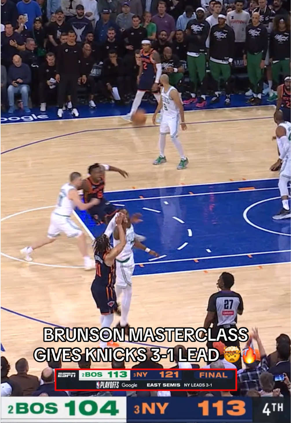 KNICKS WIN GAME 5 OVER CELTICS. 😱🍿 #NBA #basketball #bball #knicks #jalenbrunson 