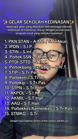 SIMPAN DAN SHARE KE TEMANMU! Mau kuliah dengan beasiswa penuh, pembinaan disiplin, dan lulus langsung kerja di instansi pemerintah? Yuk, daftar sekolah kedinasan dan wujudkan impianmu sejak sekarang! #pejuangptn #ptn #sekolahkedinasan #sekdin 