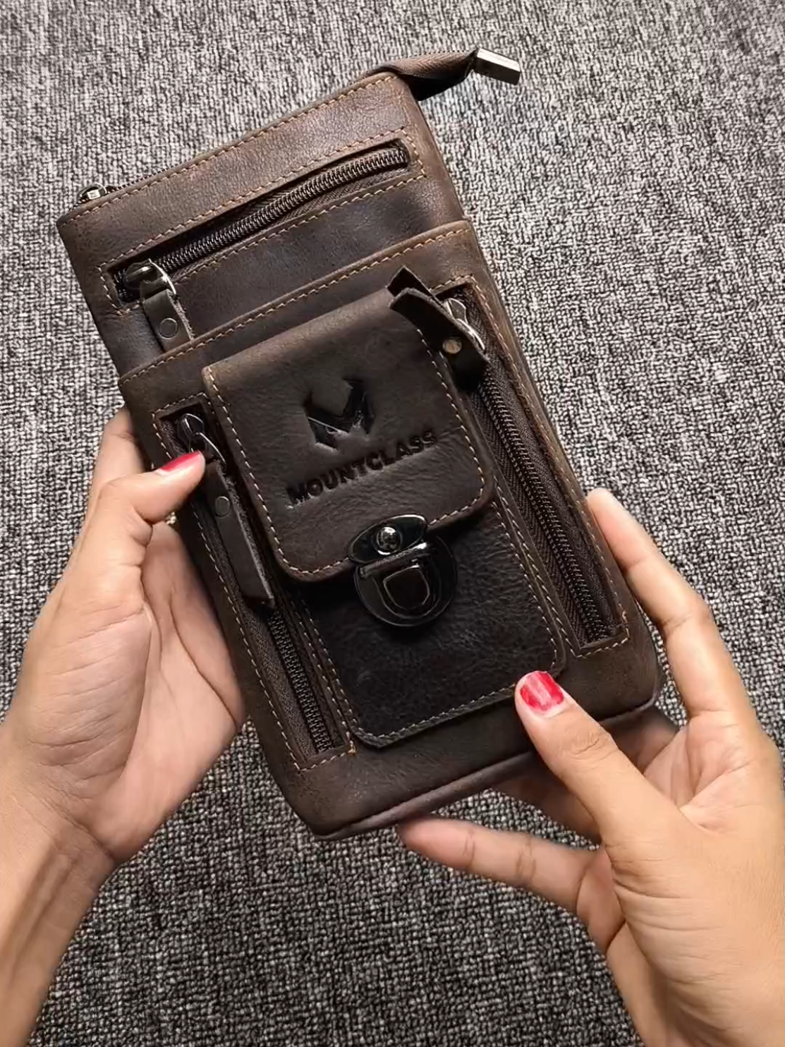 Tas Selempang Pinggang Pria kulit asli jenis crazy horse  #taspinggang #tasselempang #kulitasli #masukberandafyp #fyp 