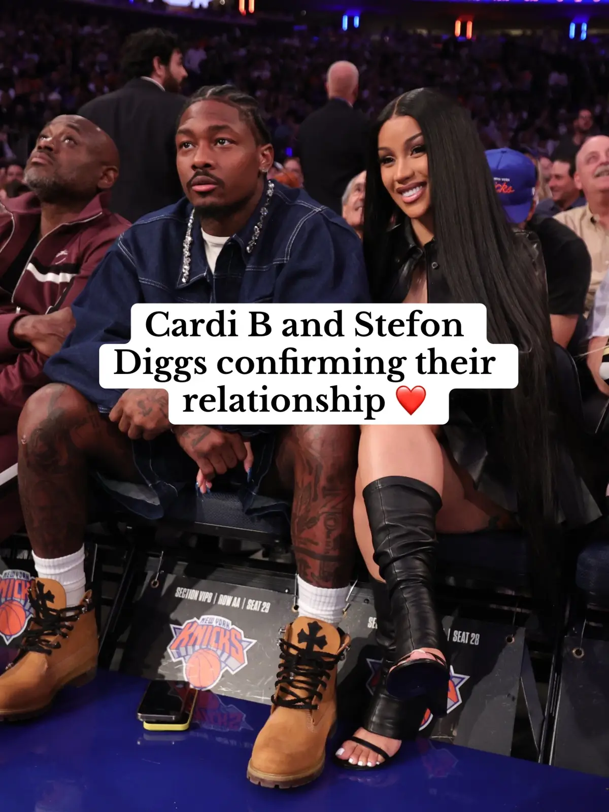 she looks way happier omg😭 #cardib #stefondiggs #nyknicks #madisonsquaregarden #msg #bardigang 