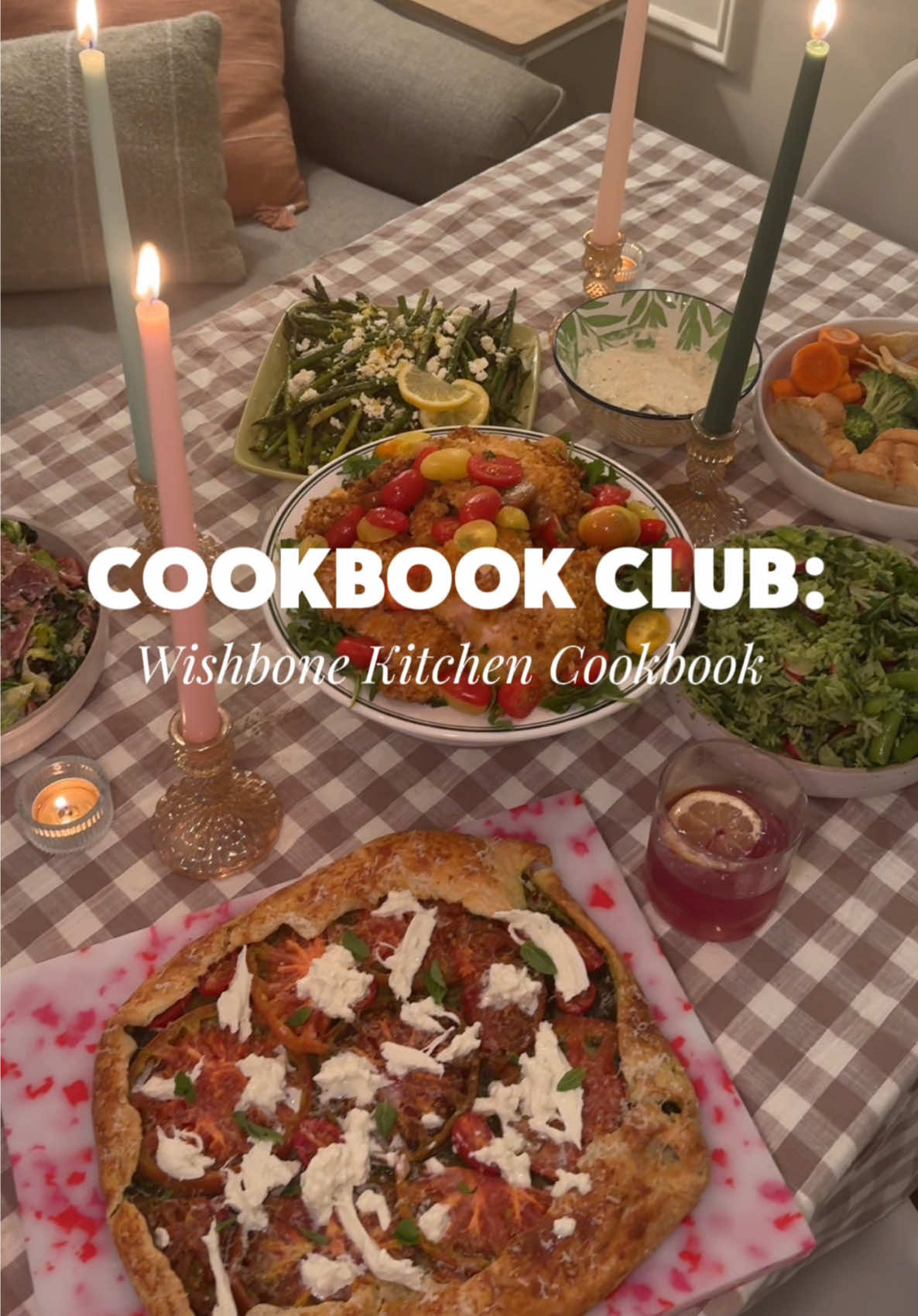 What a happy coincidence that we chose our cookbook the day @wishbonekitchen new cookbook came out because shoot this was sooo good #cookbookclub #cookbook #wishbonekitchen #heirloomtomato #oliveoilcake #crudite #ceasar #plt #hothoney #shakenbake #asparagusrecipe #blueberrycocktail #dinnerparty