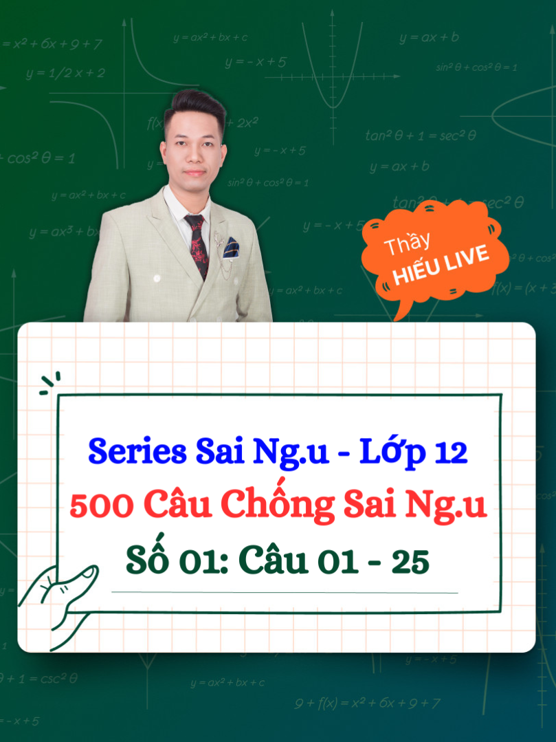 500 Câu Chống Sai. Toán Thi Tốt Nghiệp.  #toan12 #lop12