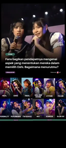menurut ku mungkin dari segi fokal dan keunikan member masing'........ kalo menurut kalian gimana?  ............................. source by: Alliance _jkt48  #jkt48 #jkt48newera #fansjkt48 #wota #fjkt48 #fyp #fyppppppppppppppppppppppp 