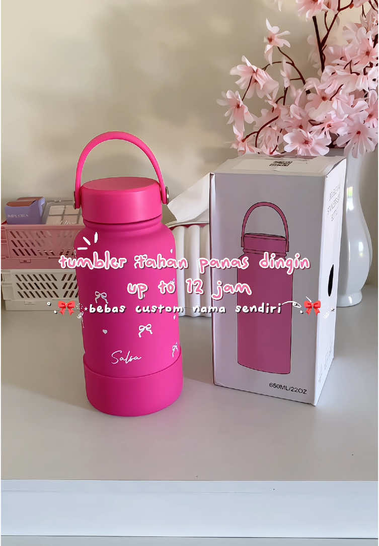 Lucuu banget motif dan bisa custom nama sendiri 🩷🤍 | #tumblraesthetic #tumblerviral #stainlesssteel #botolminum #localbrand #botolminumviral 