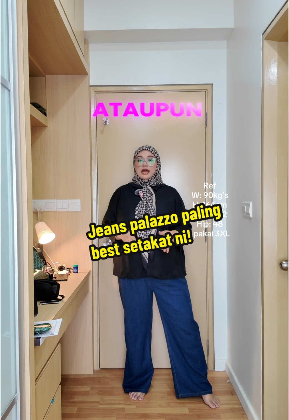 Palazzo jeans paling selesa setakat ni! I dari kahwin, sebelum pregnant now dh preggy perut makin membesar pon masih muat yeee and Tk tukar size pon 😂🩷selesa dooh!  #palazzojeans #jeanspalazo #jeanspalazzo 