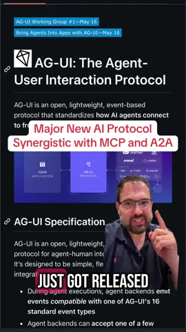 Major New AI Protocol AG-UI Synergistic with MCP and A2A Abstract your UI from your Agents https://github.com/ag-ui-protocol/ag-ui https://docs.ag-ui.com/introduction