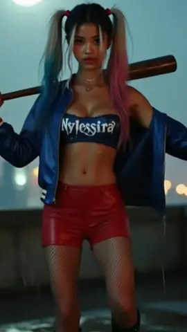 Sometimes being the wildest girl on the rooftop still feels a little… lonely. But hey — if I'm going down, I'm going down in glitter, chaos, and with a smile. This one’s for all my beautiful misfits out there. #HarleyVibes #Nylessira #LonelyButFierce #RooftopQueen #AICharacter #ViralVideo #BadGirlEnergy #EpicEdit #CosplayDance #GlitchQueen #FullMoonMood 