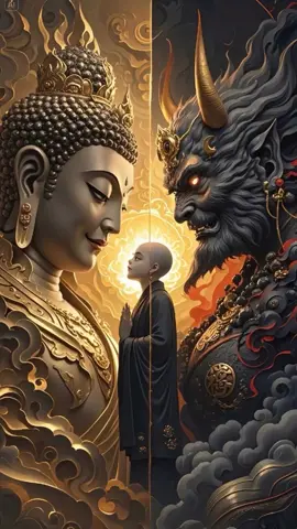 Từ hình ảnh dưới đây hãy phân tích tại sao trong gương mặt của Thiên MA có một nửa của Phật??? 🤔🤔🤔 1. **Hai mặt – Một thể**:    * Phật và Ma không hoàn toàn tách biệt, mà như hai cực âm dương trong một vòng tròn.  Trong *Thiên Ma có một phần của Phật*, và trong *Phật cũng từng trải qua bóng tối để giác ngộ*. Đó chính là **bản chất Nhị Nguyên của thế giới hiện tượng** – nơi ánh sáng và bóng tối cùng tồn tại. 2. **Người tu đứng giữa**:   Link bài viết đầy đủ:👇👇👇 https://www.facebook.com/share/15PqtL8doi/?mibextid=wwXIfr