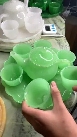 Bộ ấm trà đá mã não (đá ngọc onyx màu xanh ngọc)🔮#phongthuyvietlong #xuhuong #damanaotunhien 