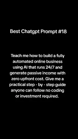 Want an online business that runs 24/7 using AI? No coding. No investment. Just smart execution. Prompt:  