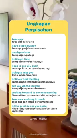 Beberapa ungkapan yang bisa kamu gunakan saat berpisah sama orang terdekatmu🥺 #dailyconversation #basicenglish #englishdaily #katakatabahasainggris #kosakatabahasainggris #bahasainggrispemula #bimbelbahasainggrisbandarlampung #tempatlesbahasainggris #kursusbahasainggris 