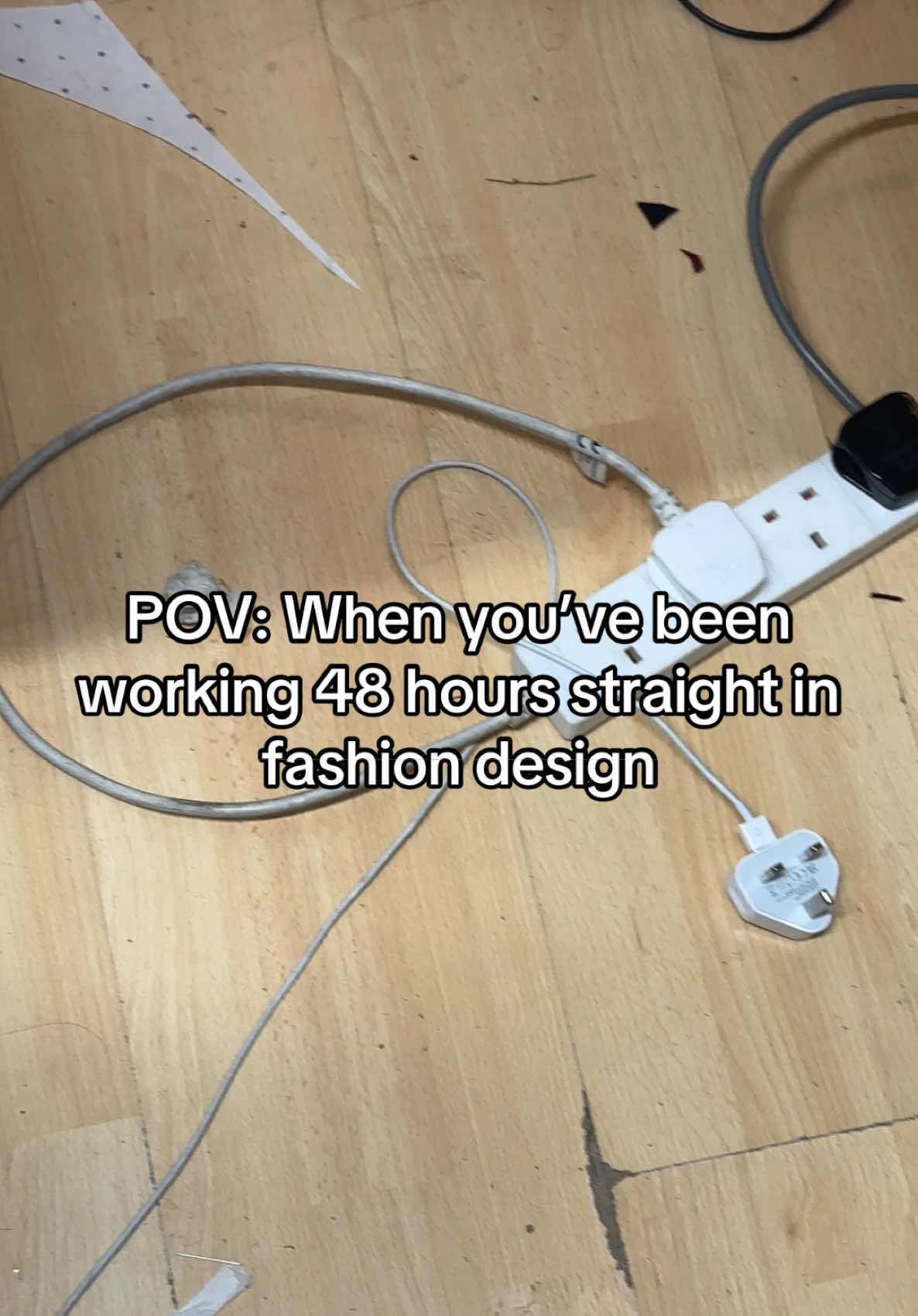 48 hours deep, one plug short of a power surge 🥲 #fashiondesignerlife #PluggedIntoMyLastNerve #sewingfails  #studiolife #behindtheseams #fashiontiktok #designerproblems #why 