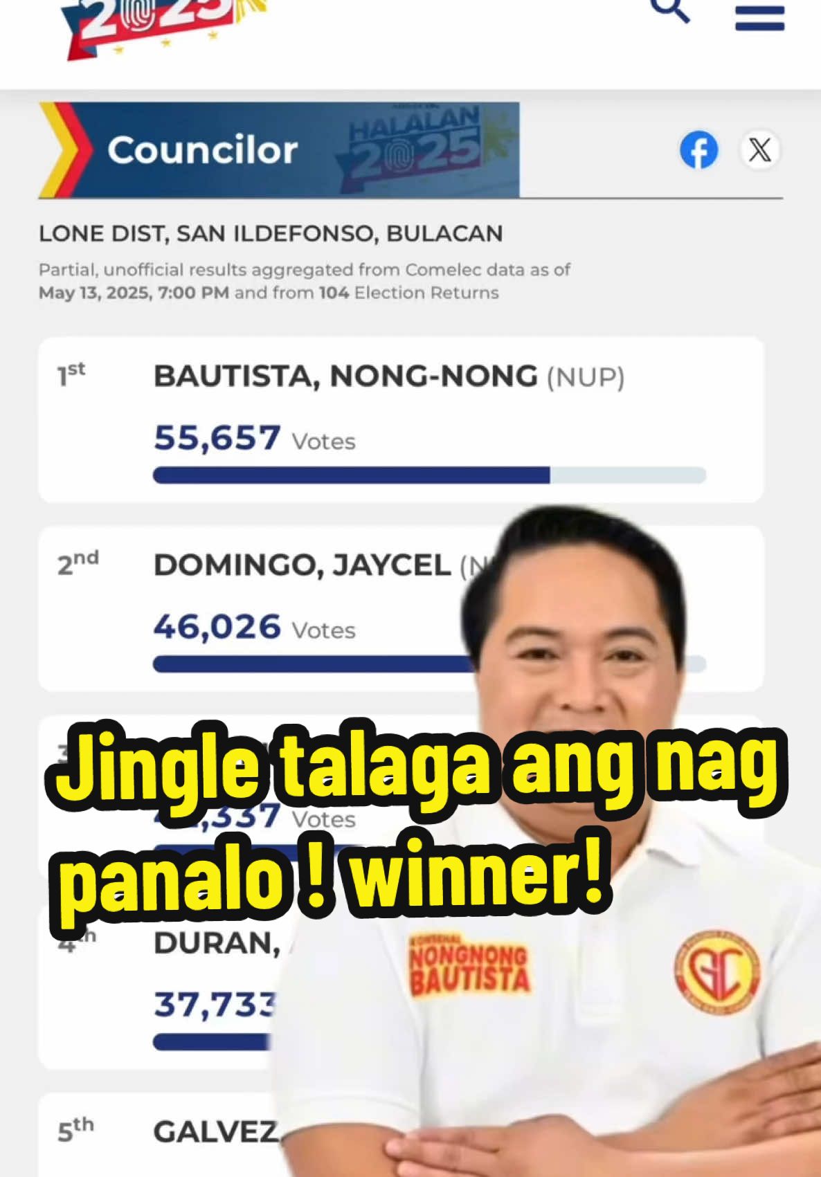 Congrats Nong Nong Bautista! #Halalan2025 #fyp #fypage #election2025 #bulacan #councilor #nongnongbautista 