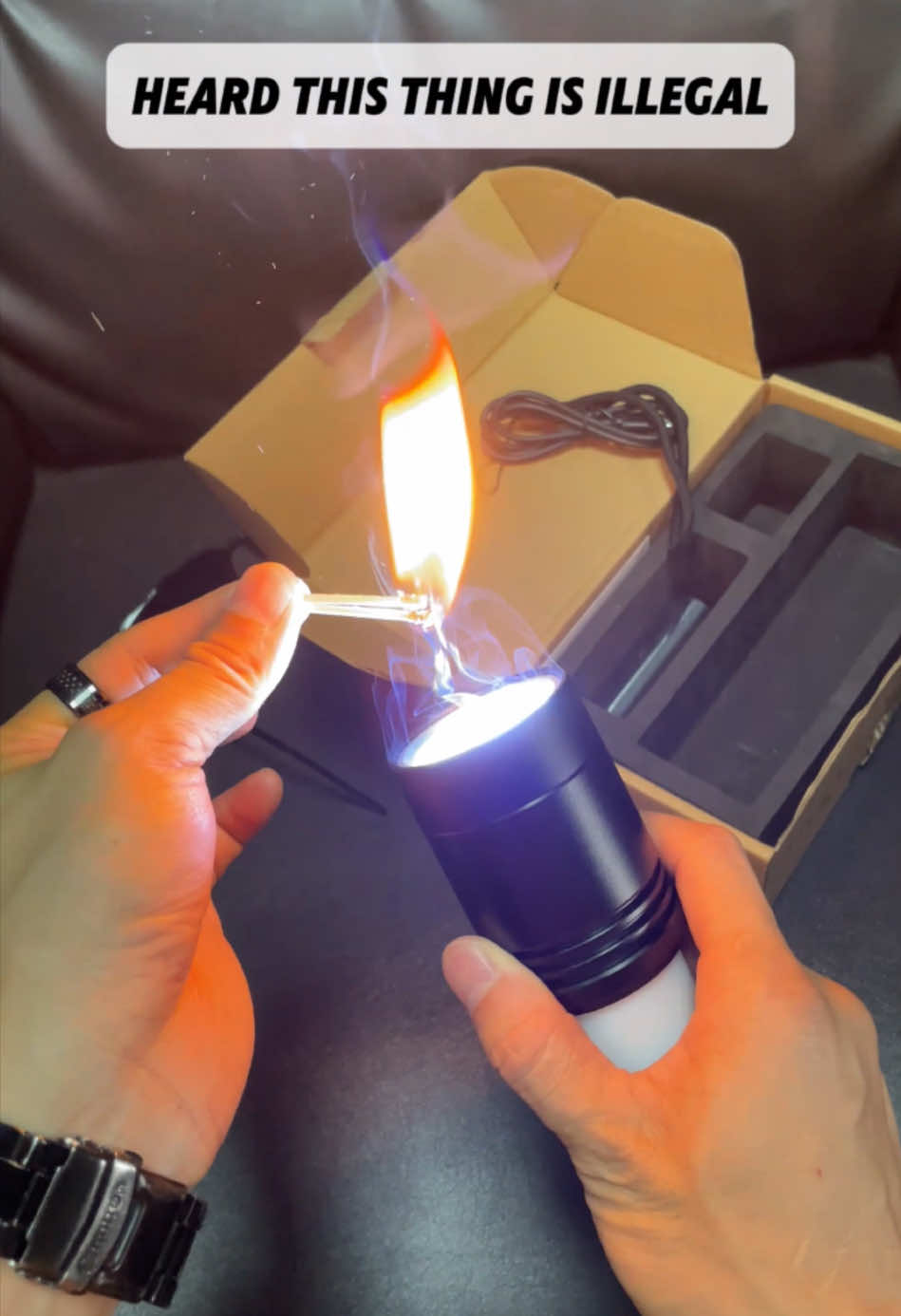 Bro, a flashlight can light a fire? Can you believe it? #philips #flashlight #torch #fire #survival #deal #bright #freeshipping