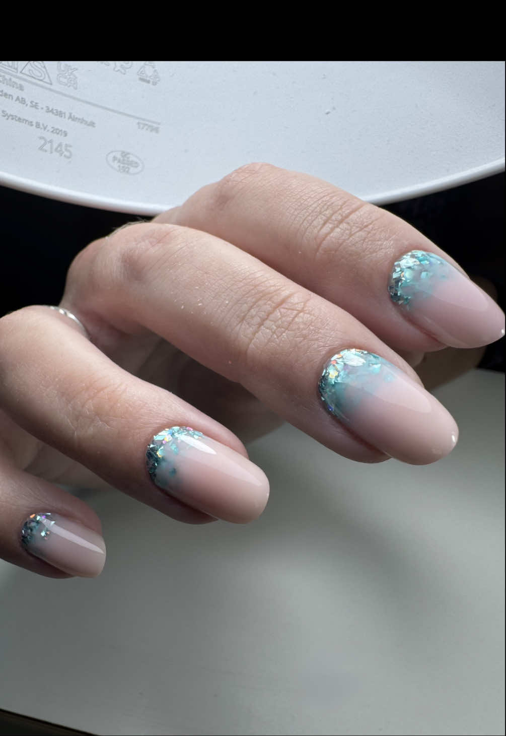 Just some milky pink with some glitz!  #russianmanicure #hardgel #glitternails 