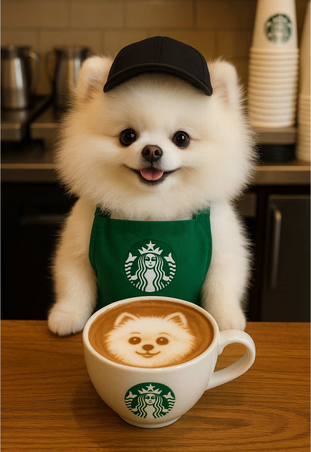 Puppy working at Starbucks 🐾 Fluffie’s first shift ☕ @Starbucks @Starbucks Thailand @Starbucks DE  #starbucks #starbucksbarista #fyp #pomeranian #puppy #cutedog #pomeranianpuppy #fluffie #puppybarista #starbucksdog #dogatwork #pupuccino #dogsoftiktok #cutepuppy