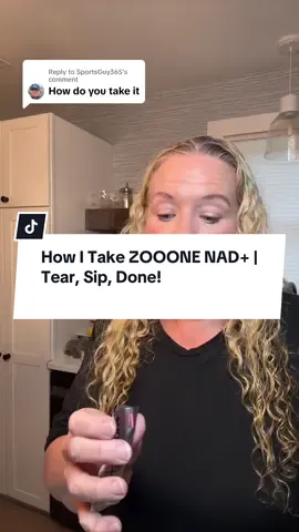 Replying to @SportsGuy365 I got so many questions about how to take this—y’all, it’s literally tear, sip, done. No mixing, no water, no fuss. It’s a liquid shot and it actually tastes good?? One a day and I’m good to go!  #NADPlus #ZOOONENAD #HowToTakeIt #AntiAgingRoutine #Over50Wellness 