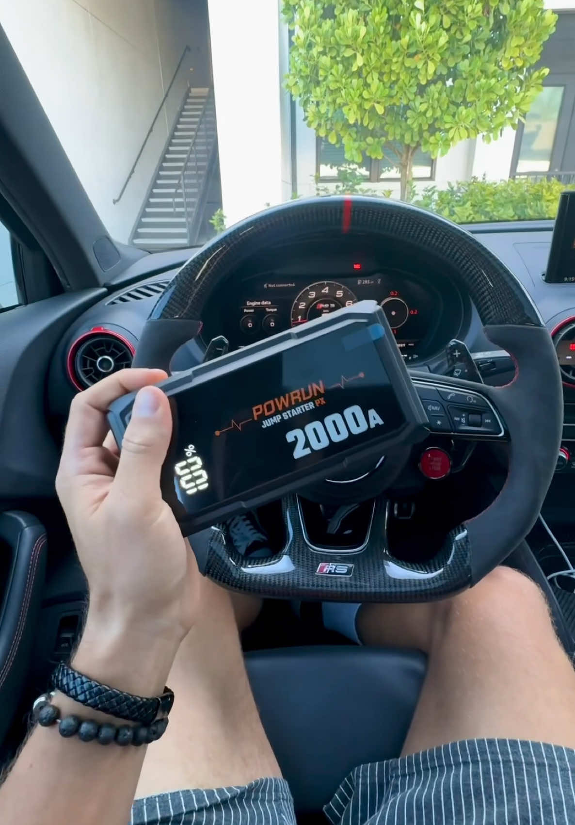 Every car owner NEEDS to carry this...#audi #audirs3 #audigang #vw #volkswagen #fyp #foryoupage #powrunjumpstarter #audir8 
