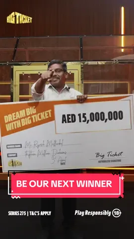 Rajesh Mullankil Vellilapullithodi took home AED 15 million, and now it's YOUR turn. 🚀 Get your ticket by clicking the link in our bio or at Zayed International Airport, Al Ain Airport.