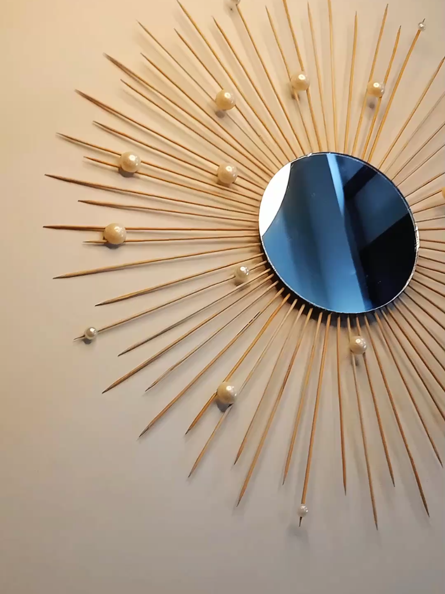 mirror frame decor diy #mirrordecor #bamboostick #mirrorframe #DIY #diyproject #diyideas #craftideas #homedecor #dollartree #walldecor #wallhanging #mirrordiy #homemakeover #creatorsearchinsights 