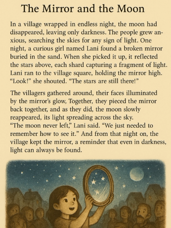 The Mirror and the Moon #englishteacher  #learnenglish #englishlearning  #engisnesson  #speakenglish  #englishclass  #englishvocabulary  #englishgrammar  #shortenglishstory #englishstory  #shortenglishstory  #oneminutestory  #storyinenglish  #englishstoriesforbeginners  #easystory  #simpleenglishstory  #englishreading  #storytime  #englishspeakingpractice  #foryou  #fyp  #viral  #foryoupage  #trending 