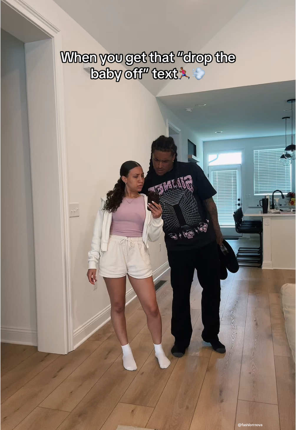 You ain’t gotta tell us twice🤣 @Fashion Nova #fyp #baby #parentsoftiktok #momlife #dadsoftiktok  Ana fit: The Washed Sweat Shorts - Cream - XS | Arden Ribbed Tank Top - Pink - S |  AG fit: Sinner No Limits Oversized Short Sleeve Tee - Black - M | Tyson Off Your Rocker Straight Sweatpants - Black - M