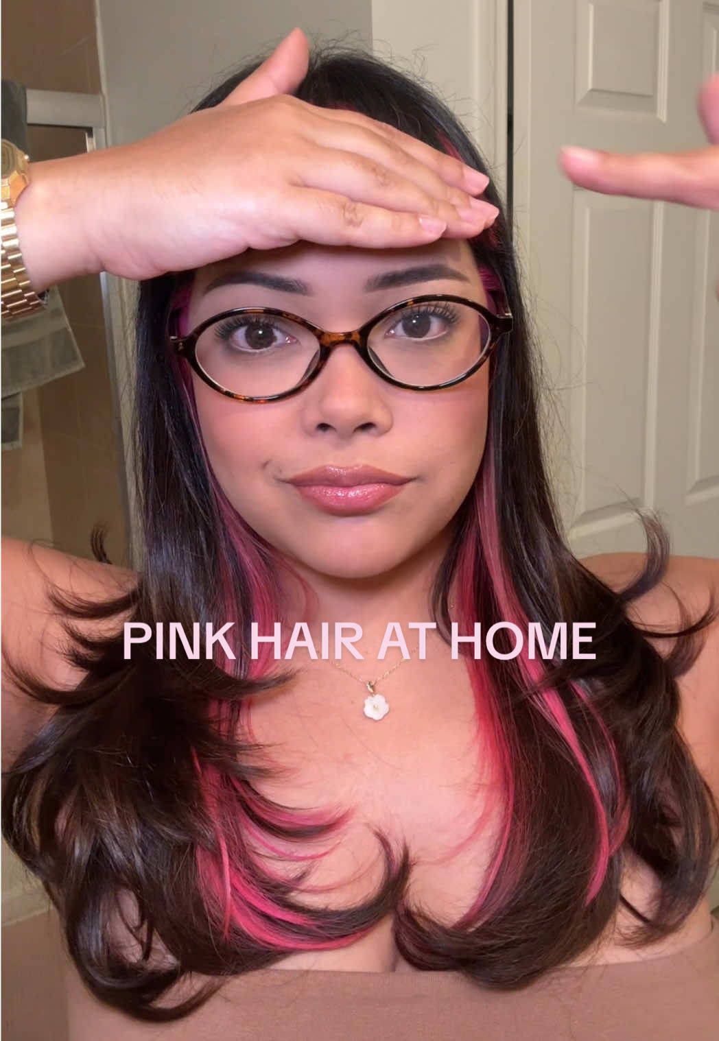 Dying my hair pink didn’t go as expected 🎀💇🏻‍♀️ #pinkhair #hairfail #hairdyefail #creatorsearchinsights #hairtok #dyingmyhair #diyhairdye #pinkpeekaboo #babybangs #haircolortransformation #pinkandbrownhair #diyfail  @Good Dye Young @WELLA colorcharm @Brad Mondo 