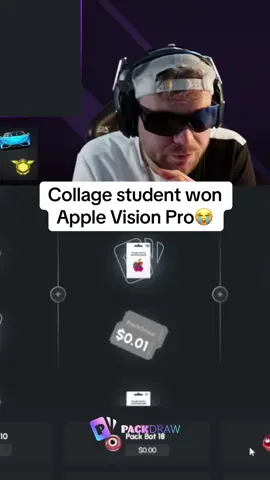 Collage student won Apple Vision Pro😭 #kickstreaming 