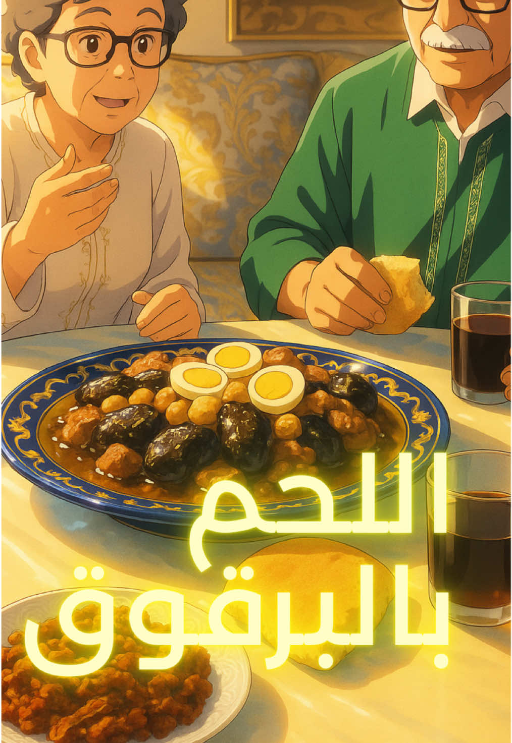 لحم بالبرقوق 🥩❤️🇲🇦من افضل الأكلات عند المغاربة ❤️شكون كتعجبو؟#morocco #المغرب🇲🇦 #ghibli #ai 