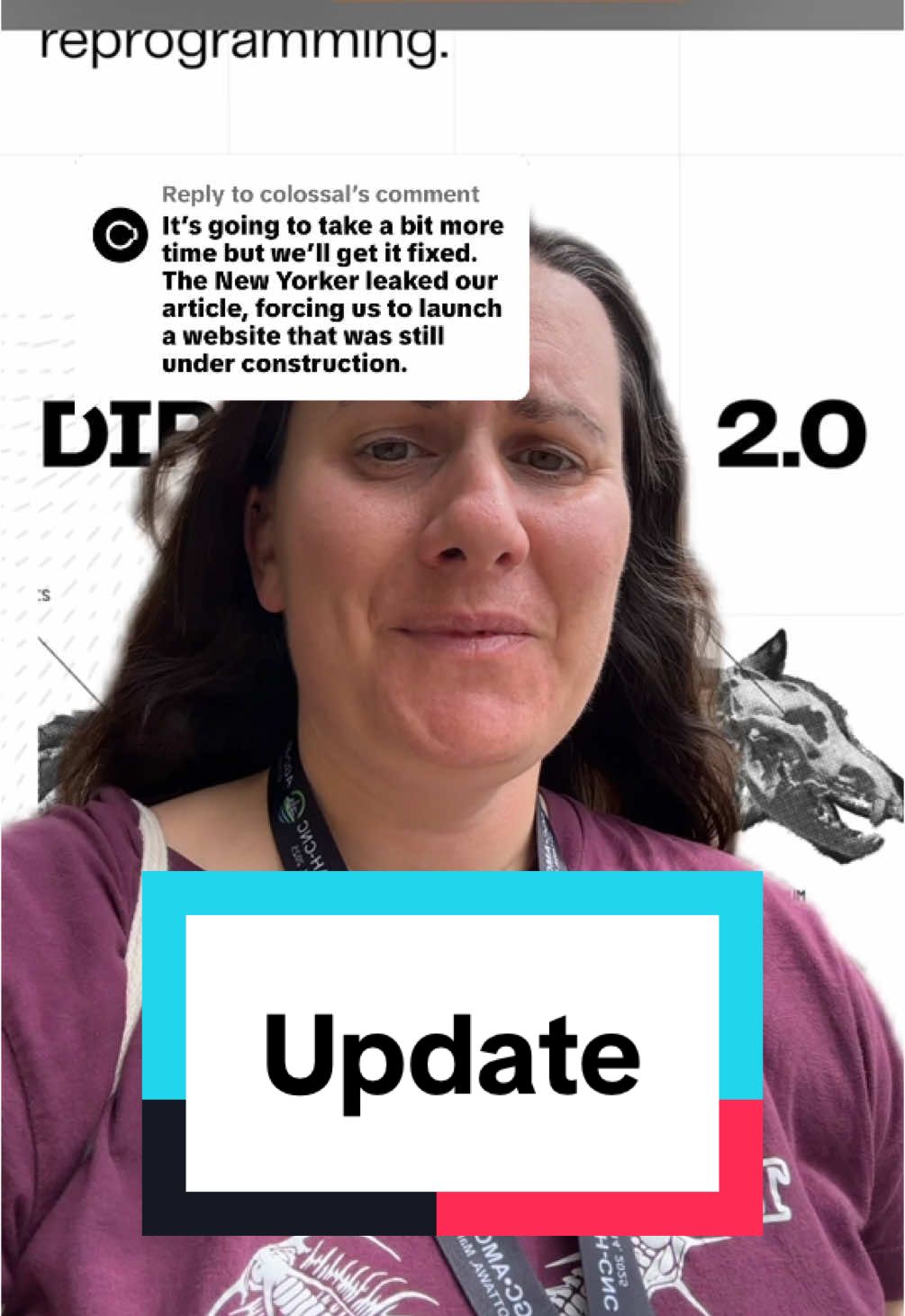 Replying to @colossal You need to be committed to good science communication and timely fixing of mistakes, because misinformation and misconceptions can spread so easily and it is so hard to correct them after the fact… Also, just to clarify, this is the main place where the diagram is displayed that is still incorrect. It was on a sort of modified splash page that I saw it possibly looking corrected (in orange), but when I clicked on it and went to the main page, it was still the incorrect diagram. #paleontology #Science #sciencecommunication #colossalbiosciences #direwolf #greenscreen 