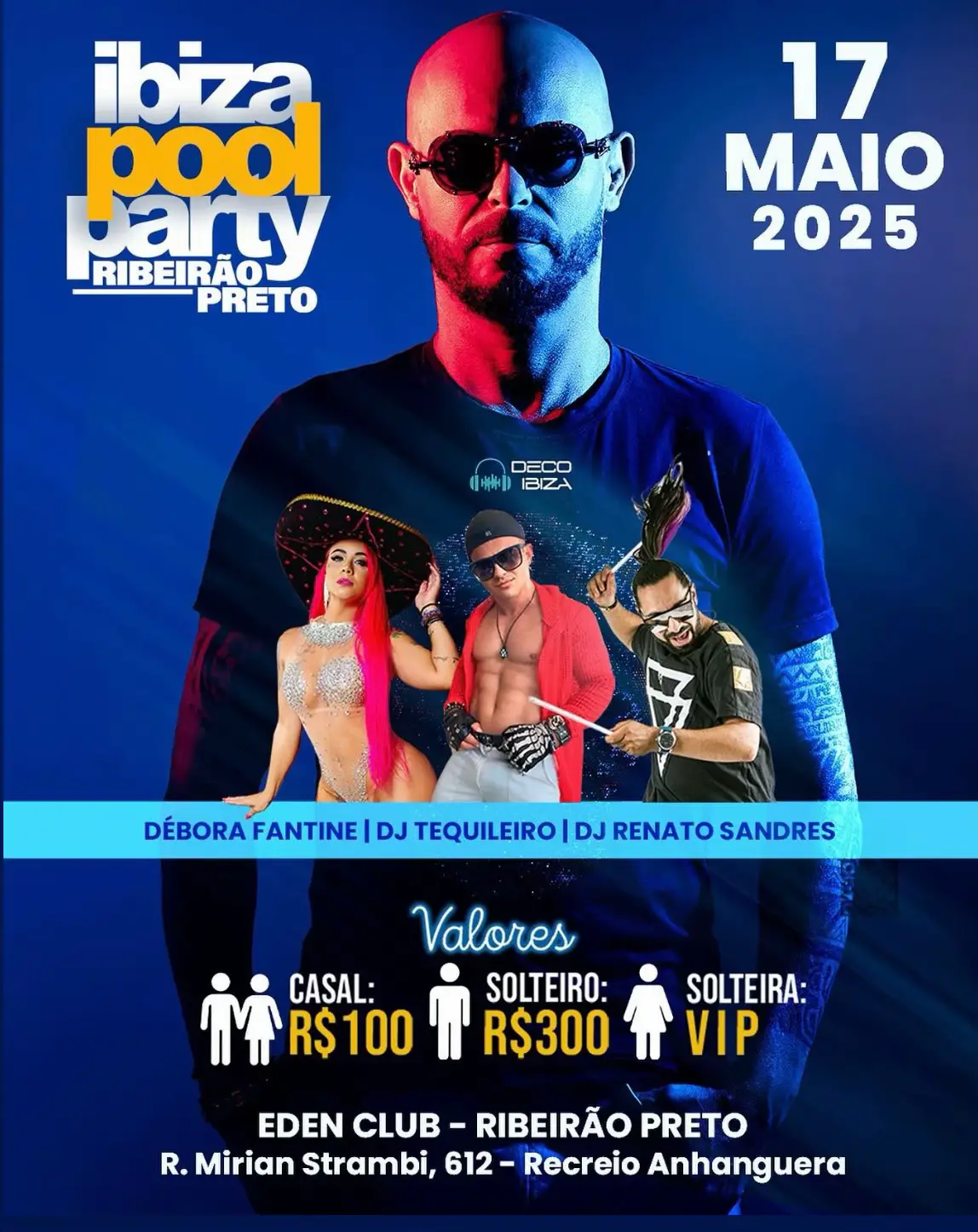Atenção galera de Ribeirão Preto  Nesse Sábado dia 17 de Maio estarei aí fazendo um super show pra vcs na Melhor festa de Ribeirão 💖 ✅ Ibiza Pool Party ✅ Vcs estão todos convidados,depois do meu show estarei na pista juntinho com vcs uhuuuu 😜 Bora curti  essa festa incrível  @edenclub_ribeirao  @djdecoibiza 