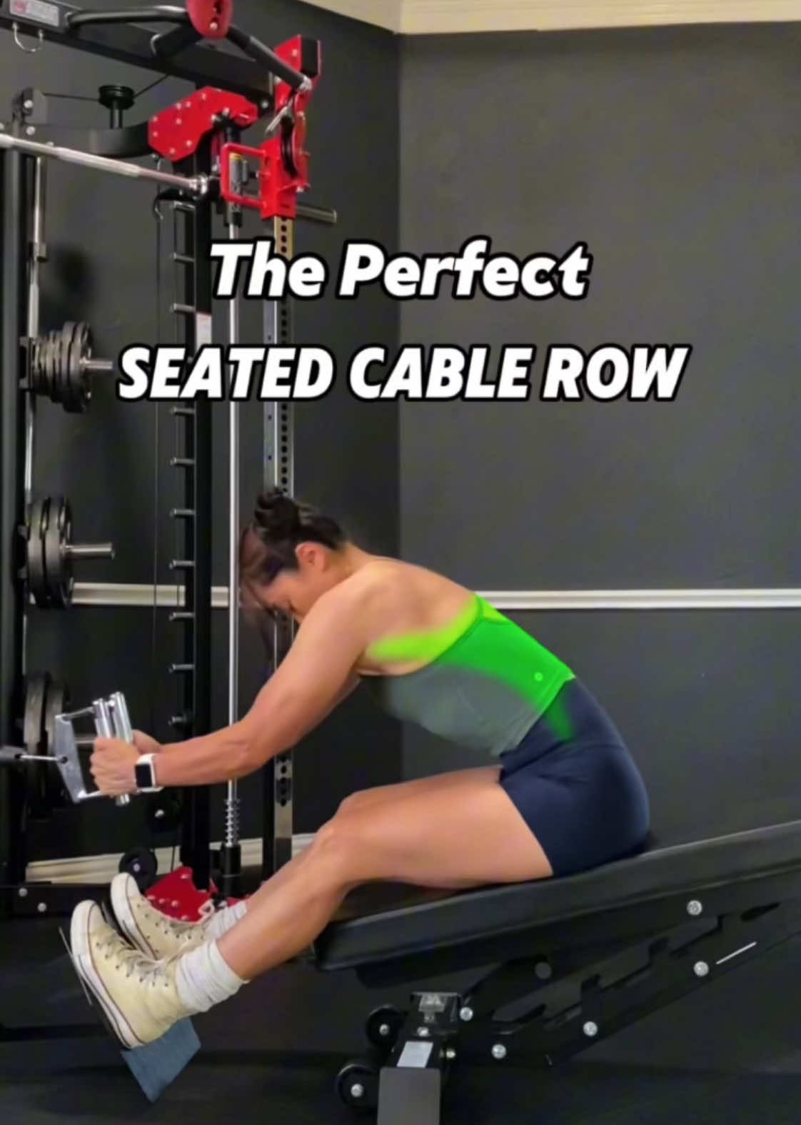 Seated Cable Row (Lat Focused) Tips: 	1.	Use a neutral grip (palms facing each other) → Reduces forearm involvement and better channels force into the lats. 	2.	Place your feet on the upper part of the footplate with legs more extended → Enhances lower body stability, allowing better focus on back engagement. 	3.	Keep your upper arms close to your torso → Helps activate the lats more effectively and prevents arm dominance. 	4.	Maintain a straight line between your forearms and the cable → Prevents biceps from taking over, ensuring the lats remain the primary movers. 	5.	Keep your shoulders down — don’t shrug → Avoids upper traps taking over and maintains consistent lat activation. 	6.	Pull the rope toward your lower abs → Aligns with the direction of lat fibers and targets them more precisely. #back #backworkout #upperbody #workouttips #gymtipsforbeginners #gymtips #gymrat #gymgirl #fyp #gymmotivation 