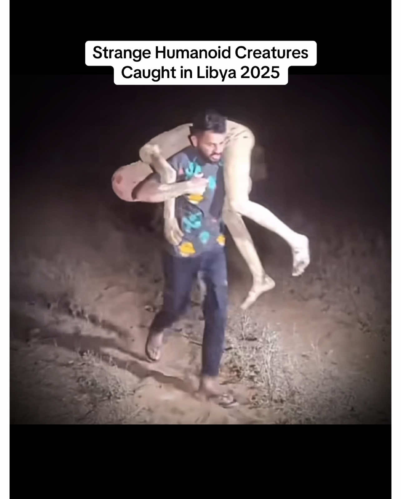 Brand new footage of Strange Humanoid Skinwalker Creatures Caught on Camera in Libya 😳 #foryou #fyp #scary #scarystories #scarytiktoks #creature #cryptid #bigfoot #caughtoncamera #skinwalker 