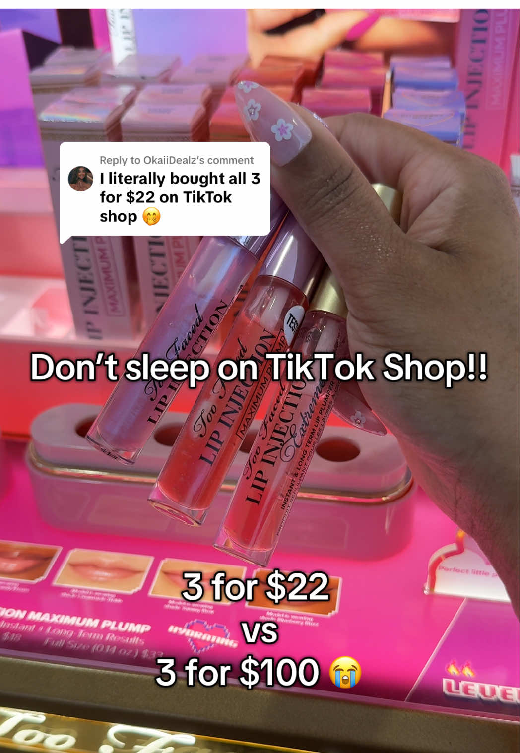 Replying to @OkaiiDealz okayyy in this economy we gotta save some coins #toofaced #lipplumper #lipgloss #makeup #viral #fyp 
