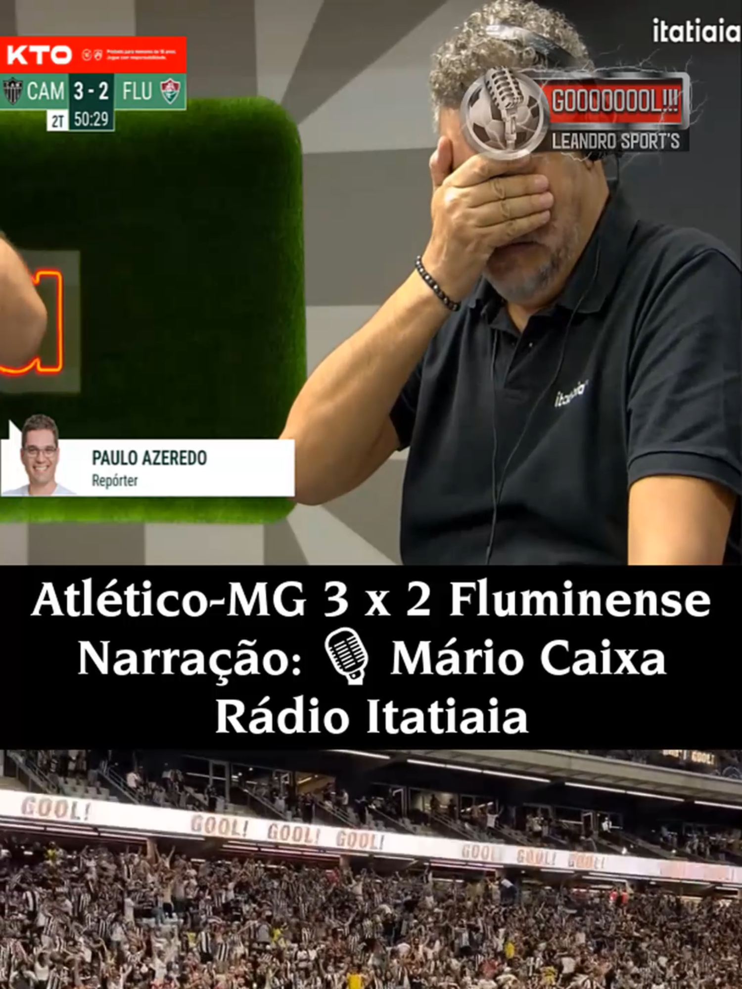 @mariocaixaoficial chora de emoção com o gol de Igor Gomes em Atlético-MG 3 x 2 Fluminense #shorts #react #futebol #narração