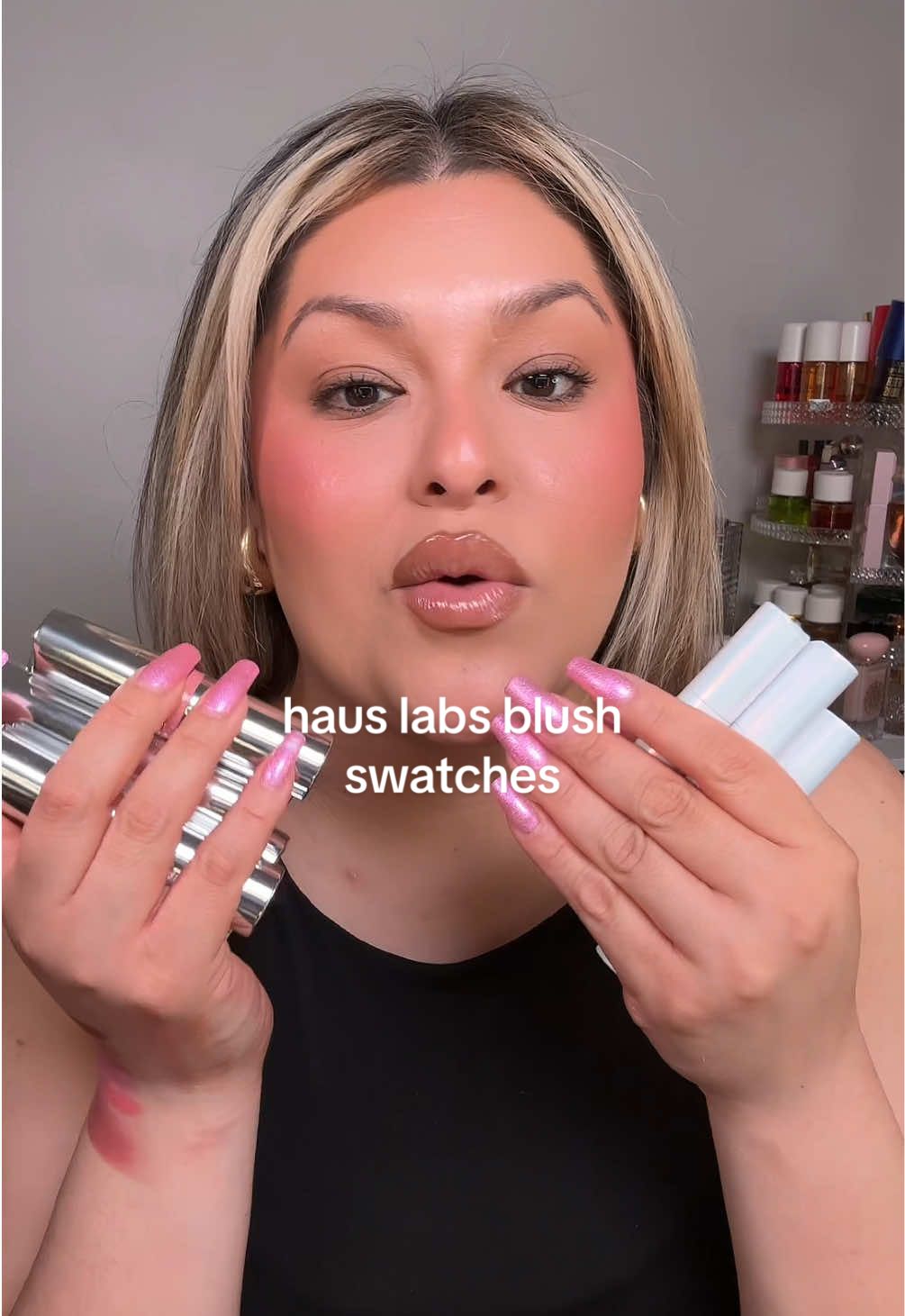 I still can’t believe that they have all their shades included in this bundle!! @Haus Labs by Lady Gaga #hauslabs #blush #fyp #makeupdeals #TikTokShop  Shades swatched: Glassy clove Glassy cinnamon  Glassy rosette  Glassy lilac Glassy hibiscus  Glassy pomelo  Glassy opal Glassy pink opal  Glassy champagne quartz 