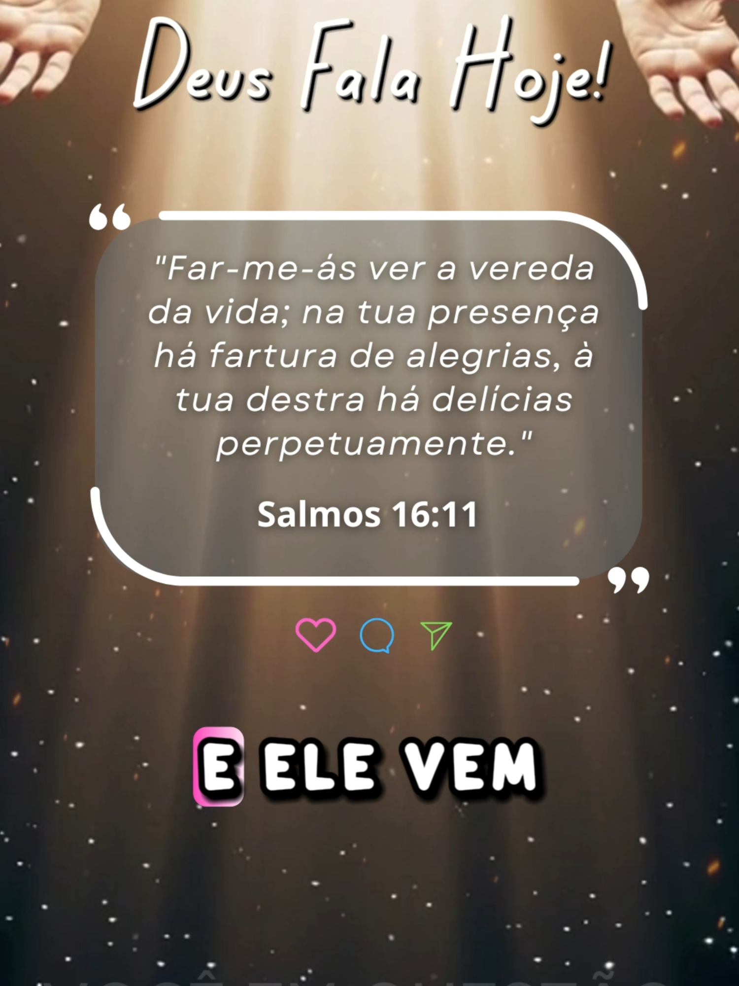 DEVOCIONAL 20 DE MAIO: A Presença Que Satisfaz Você pode ter tudo e ainda se sentir vazio. Mas quem tem a presença de Deus nunca anda sozinho, e nunca vive sem sentido. Essa palavra vai te lembrar o que realmente preenche o coração. ☕Palavra-chave do dia: Presença #PresençaDeDeus #VocêEmQuestão #AlegriaDoSenhor #Salmos16 #MinutoDeFé #DevocionalCurto #FarturaDeAlegria #devocional #fé #Deus #bíblia