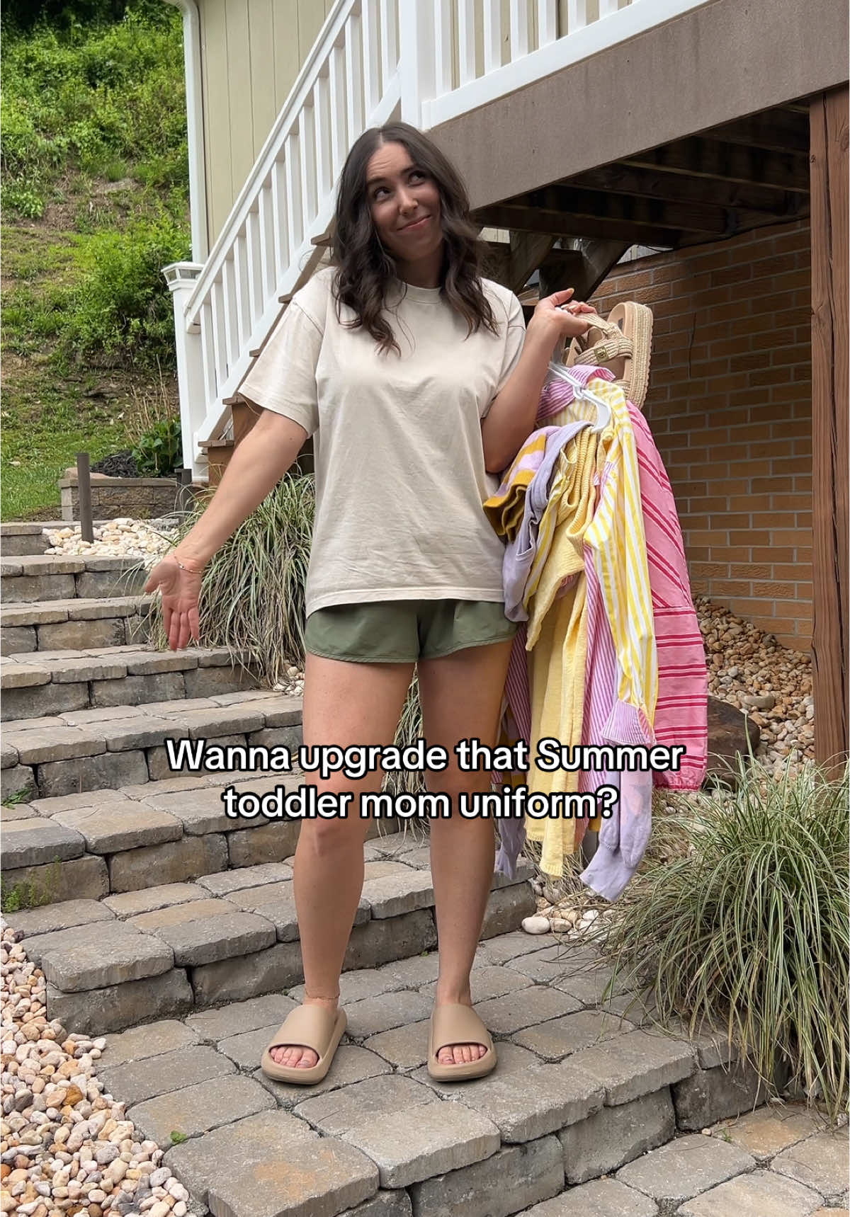 Soft + comfy + cute! 🩷💜💛 Everything on my LTK!!  #CapCut #outfitideas #outfitinspo #momstyle #toddlermoms #toddlermomoutfit #momswithstyle #comfycute #summeroutfit #realisticoutfits 