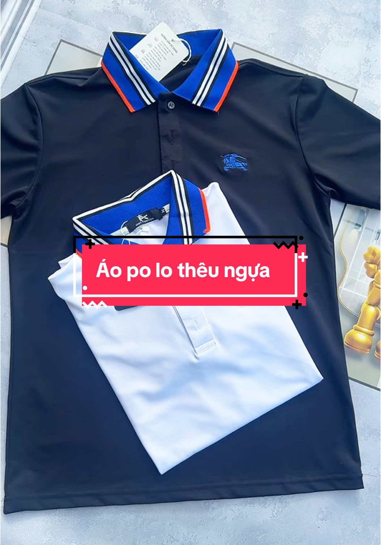 Áo polo thêu ngựa , cổ dệt xanh mềm mịn thoáng mát ####xuhuong #huonghuynhshop 