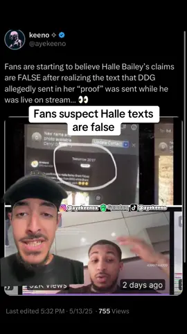 Replying to @muertesentino Did Halle Bailey just get caught lying? Fans are questioning her “proof” after noticing DDG was live when the texts were supposedly sent… #ddg #pontiacmadeddg #hallebailey #viral #foryou #fyp #greenscreen 
